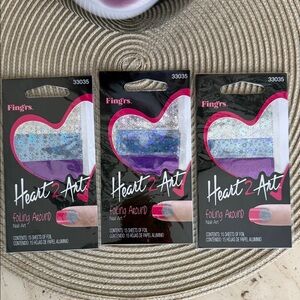 Fing'rs Heart2Art Foiling Around Nail Art Strips - Purple & Iridescent x 3